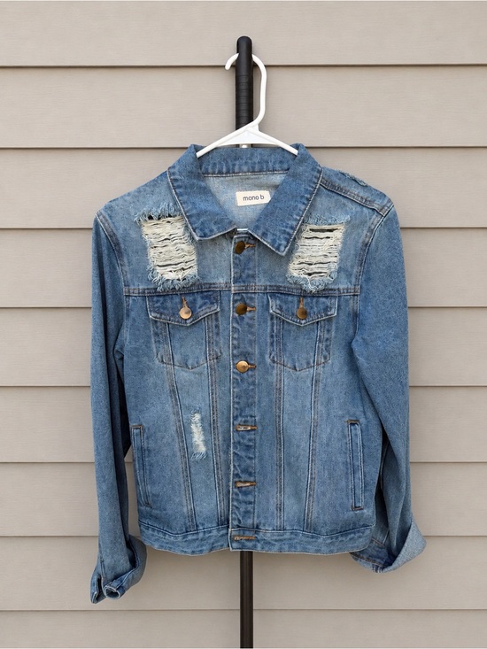 Mono B Jackets & Blazers - Mono B Blue Distressed Denim Jacket size Large